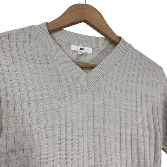BP Reagan Rib Crop Grey Heather Lightweight Knit Sweater Basic Preppy XS - Picture 3 of 9